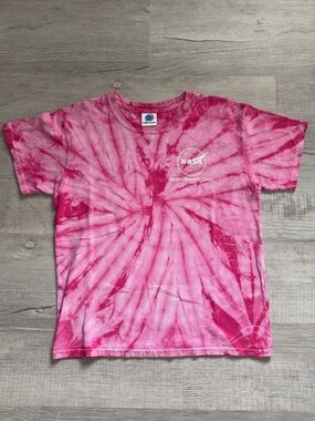 Kids' Size M (10/12) Pink NASA Tie-Dye T-Shirt